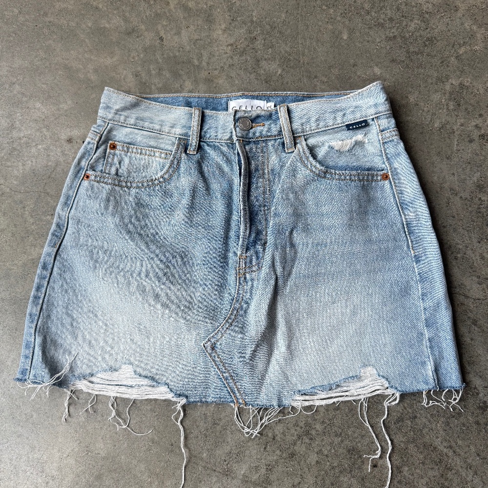 Medium Wash Denim Mini Skirt